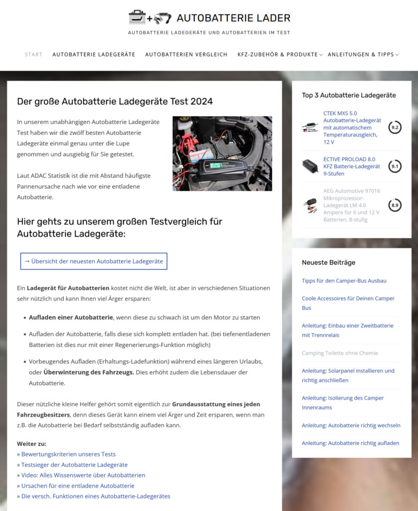 Referenz Wordpress-Firmenwebsite Autobatterie-Lader-de