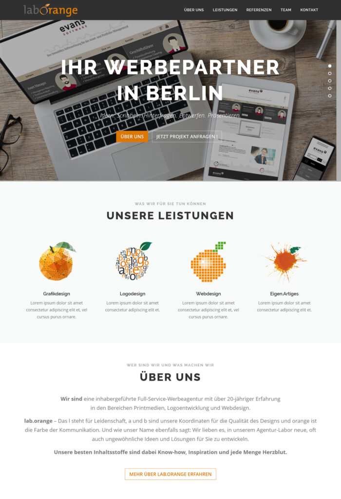 Referenz Wordpress-Firmenwebsite LabOrange-Berlin