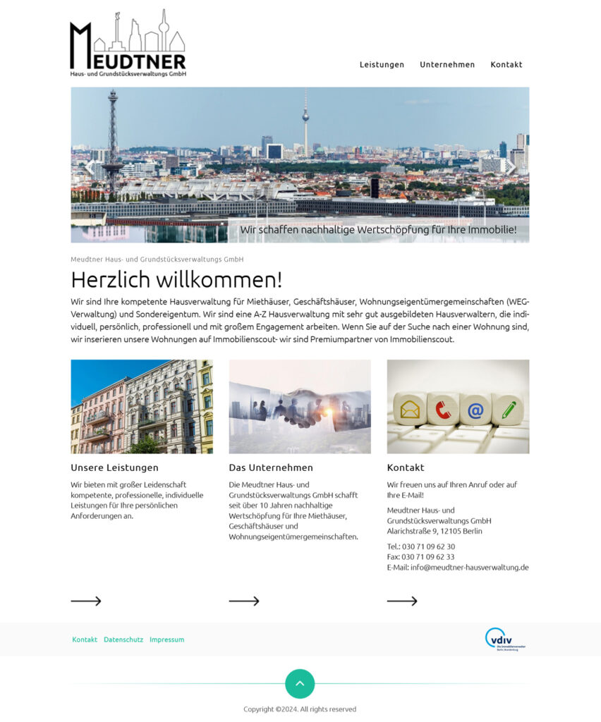 Referenz Wordpress-Firmenwebsite Meudtner-HV